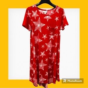 Lularoe Star Spangled XXS Shirt Mini Dress Red